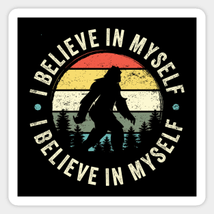 I Believe In Myself: Funny Vintage-Inspired Bigfoot Silhouette Sticker